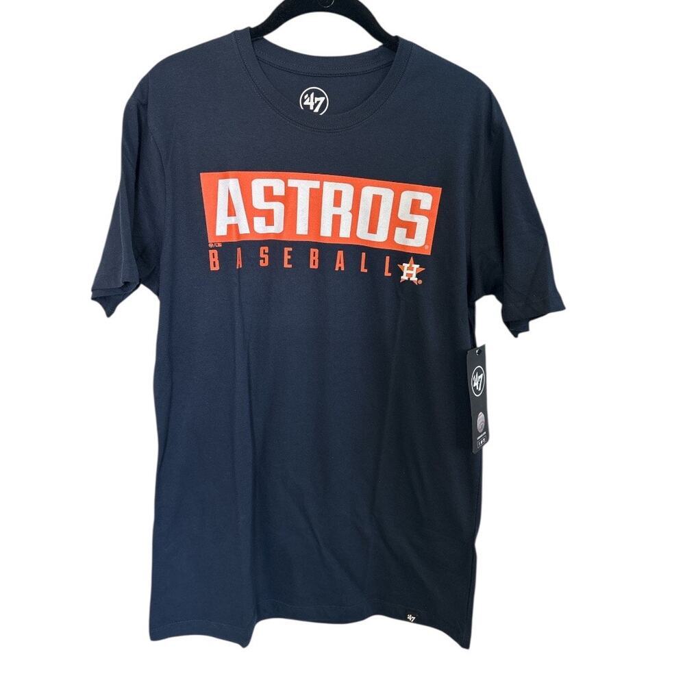 '47 Men's Houston Astros Dub Super Rival T-Shirt Blue Size Small Logo Tee MLB - Picture 2 of 6
